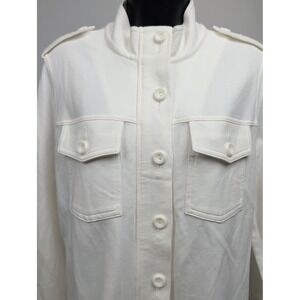 Cabi 5856 Lighthouse jacket White moto zip modal topper women's size small